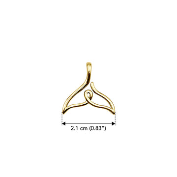 Whale Tail Minimal One Line Solid Gold Pendant GPD6367